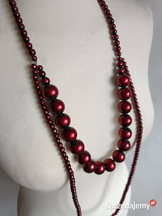 Bordowe korale perły Białystok