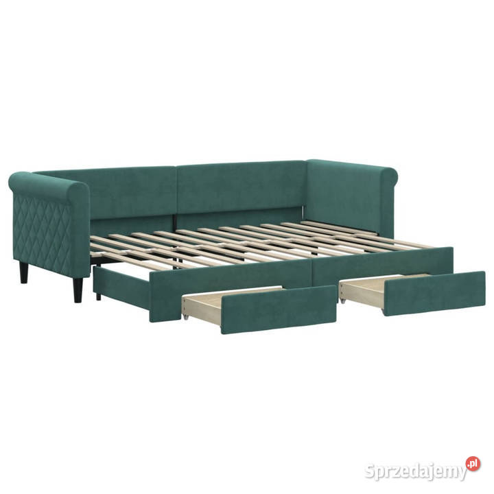 Sofa rozsuwana z szufladami ciemnozielona Warszawa