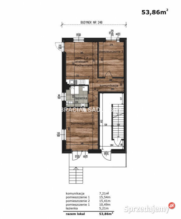 sprzedaży mieszkania 5386m2 3 pokoje Kraków