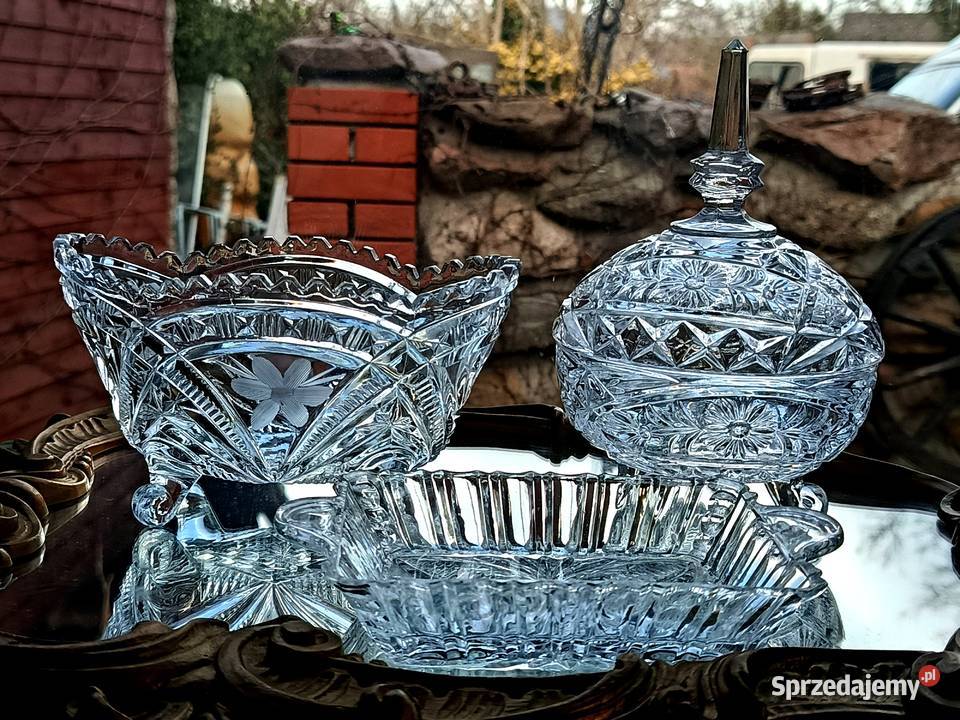 Zestaw kryształów gondola bomboniera taca Klenica