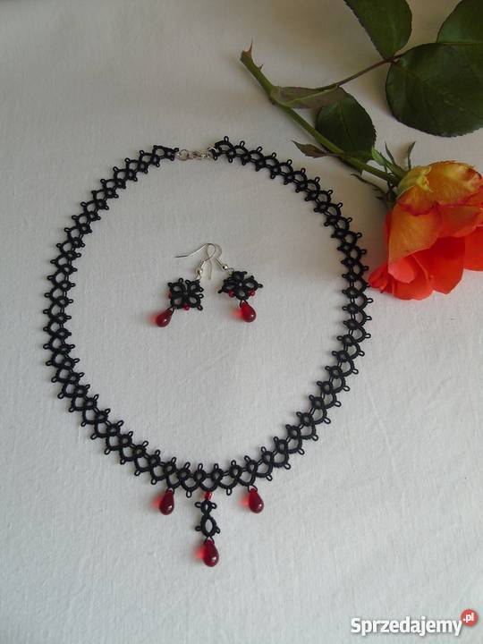 Biżuteria Frywolitkowa Wiśniowa