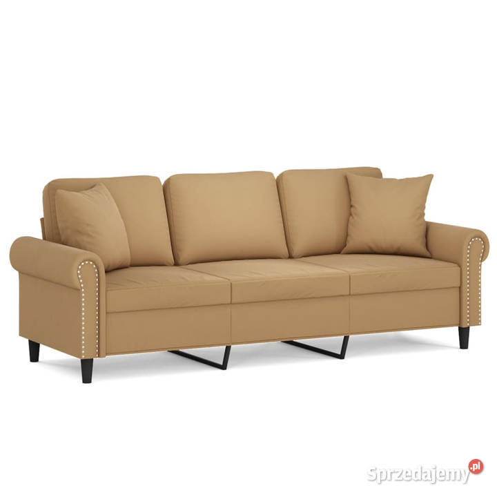 3osobowa sofa z poduszkami brązowa 180 aksamit Sofy i kanapy mazowieckie Warszawa
