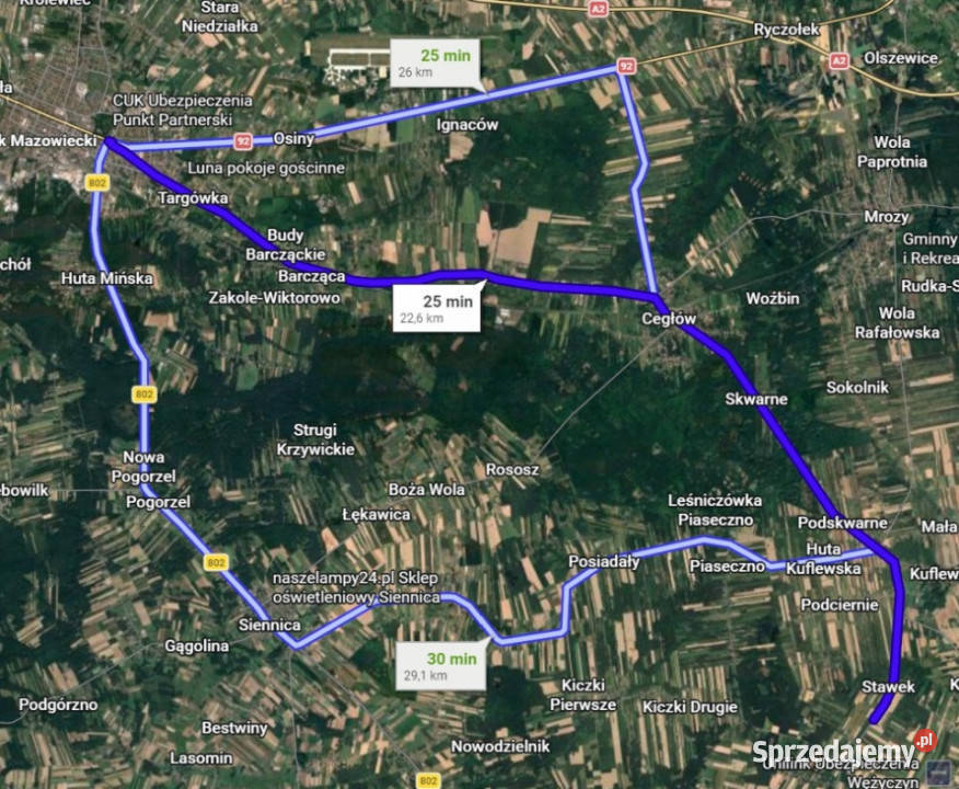 Kwadratowa działka ponad 3000 m z WZ przestrzeń asfalt Stawek