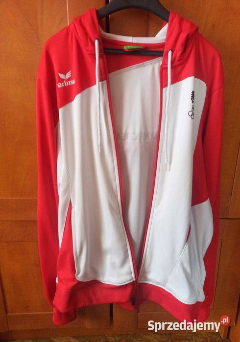 Bluza sportowa z kapturem damska biało czerwona sprzedam