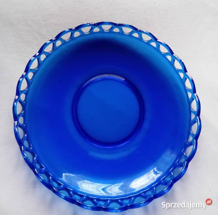 Kobaltowa miska z ażurowym obrzeżem Glaswerk Porcelana i szkło Koźminek sprzedam