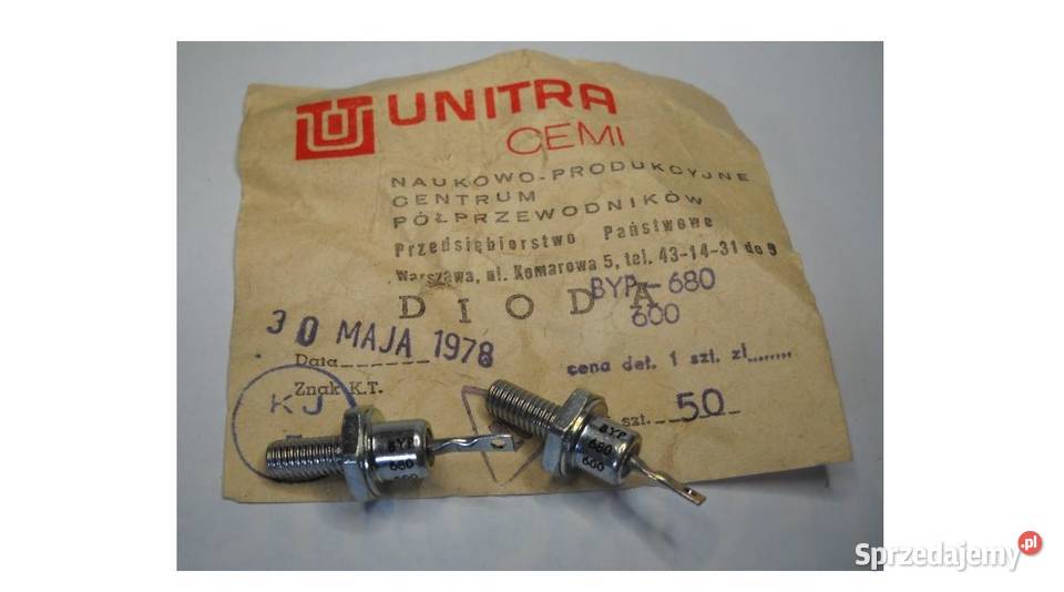 Dioda prostownicza BYP680 600 5A 600V Unitra Gdańsk