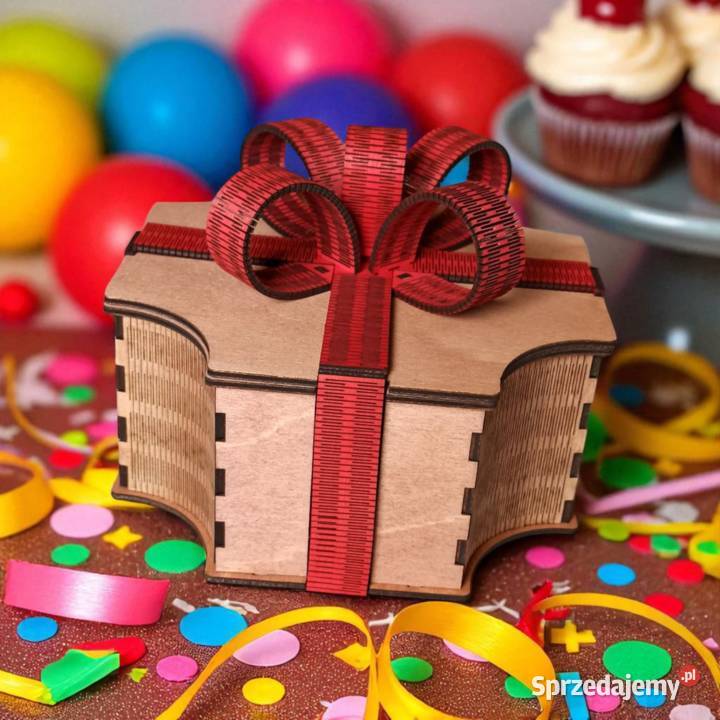 Ozdobne Drewniane Pudełko Idealne na Prezent brązowy Warszawa