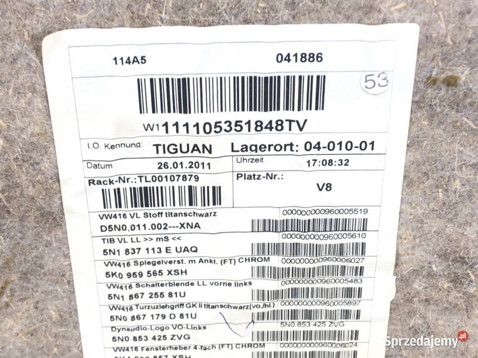 BOCZEK DRZWI LEWY PRZÓD VW TIGUAN SUV 0718 sprzedam