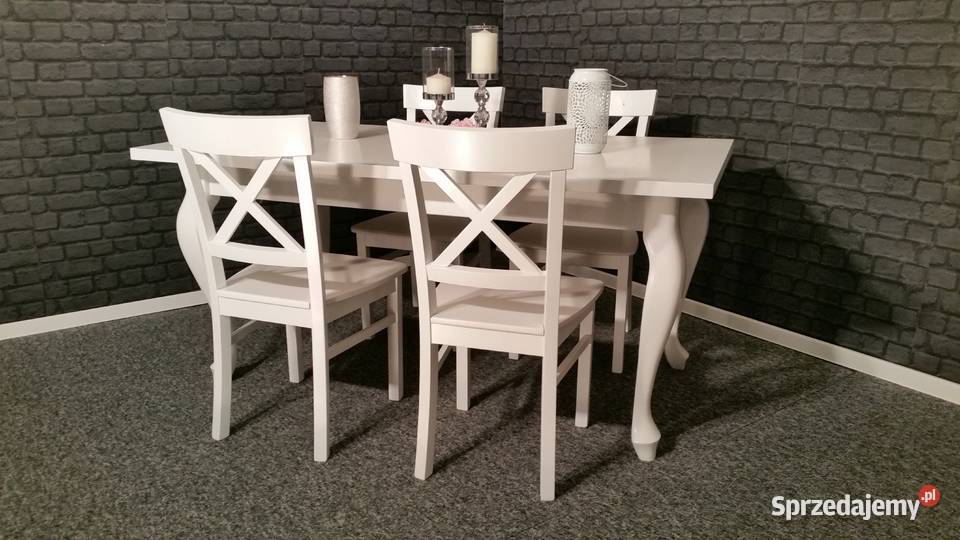 Nowy stół drewniany biały 120x80/190 rozkładany PRODUCENT