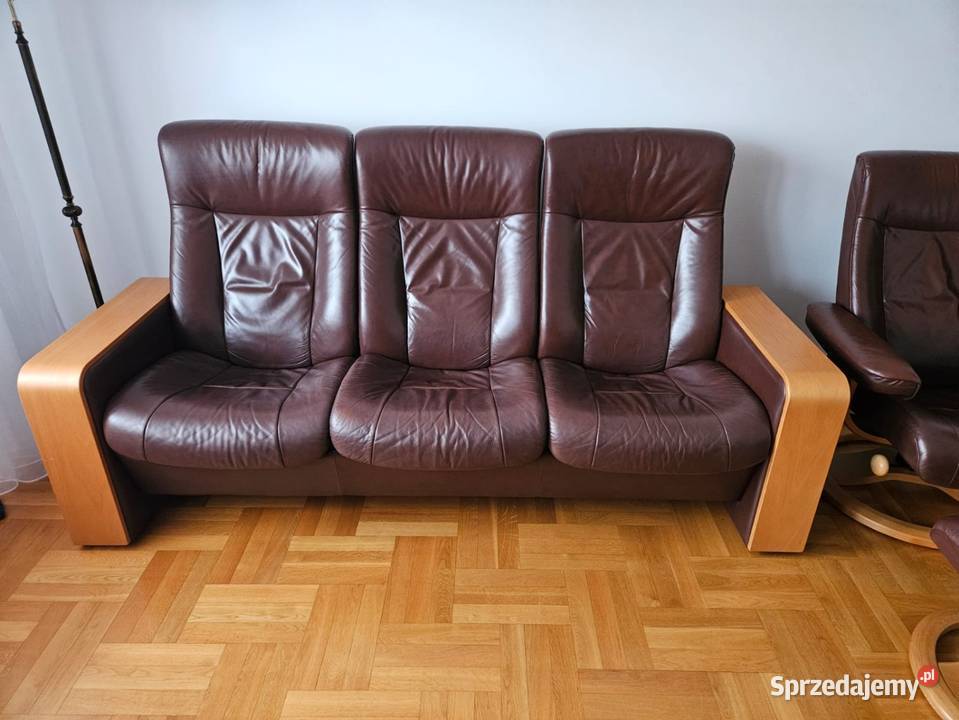 Piękny komplet wypoczynkowy skórzany na Sandomierz