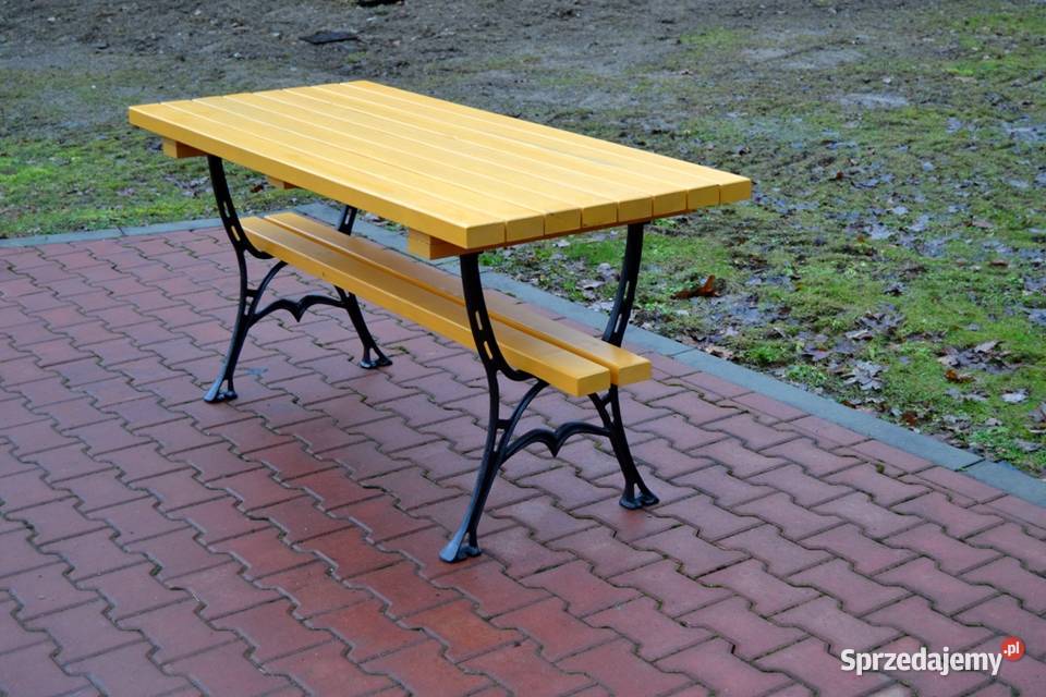 Stół ogrodowy kawowy malowany drewno żeliwo W052 Tarnowiec