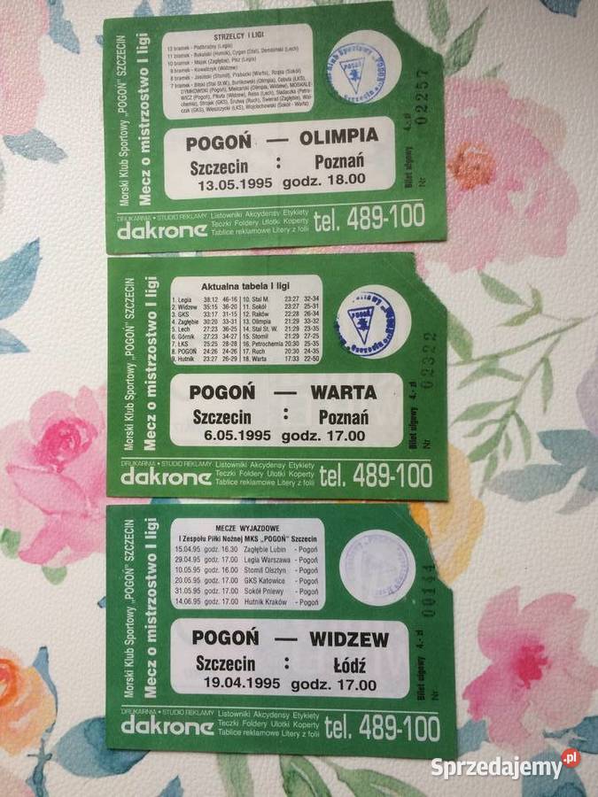 1160 Bilety Pogoni Szczecin 1995 R sprzedam