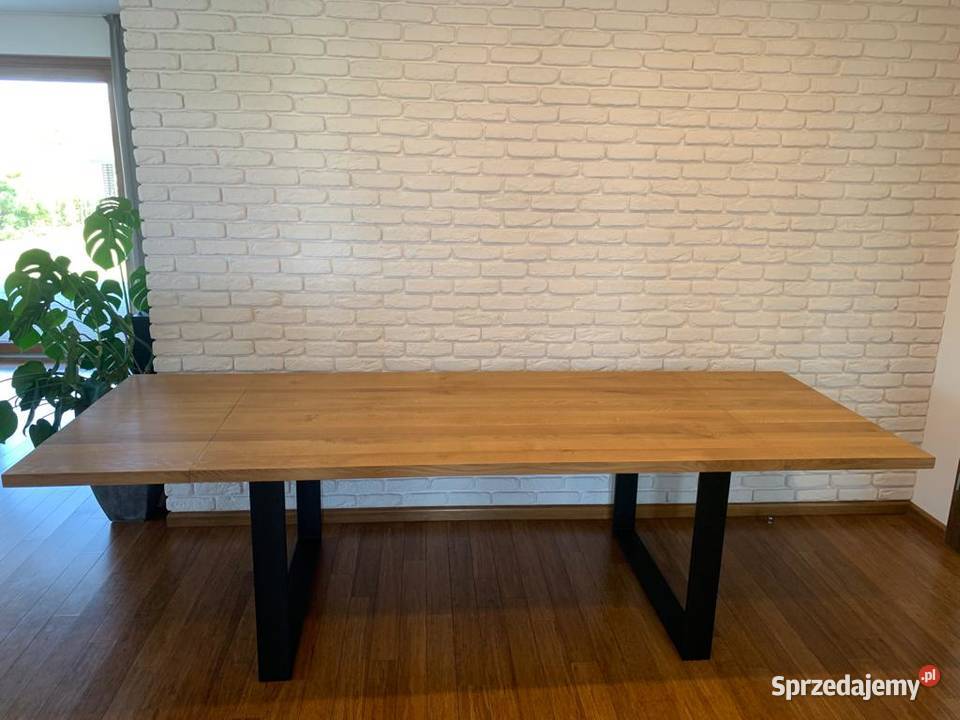 Stół z drewnianym blatem i dostawkami w stylu loft industria