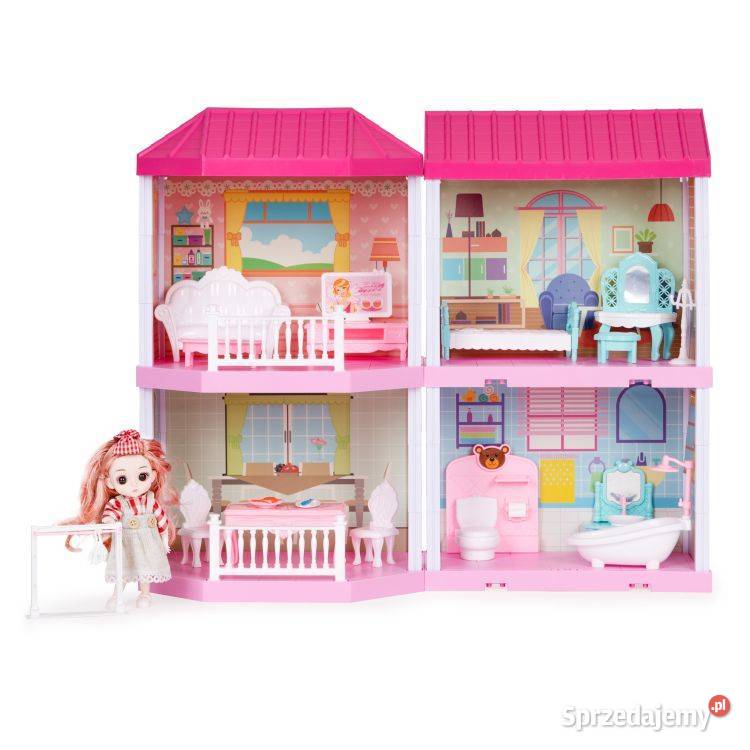 Domek lalek składany Villa mebelki lalka LED Bielsk Podlaski