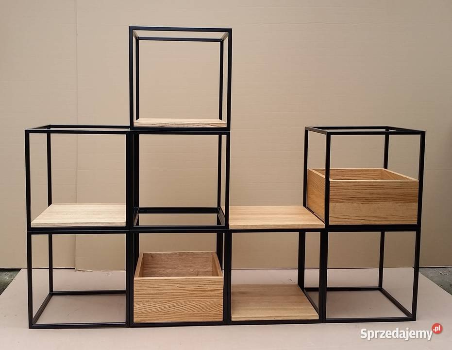 Regał loftowy skrzynki dąb lity Radomsko