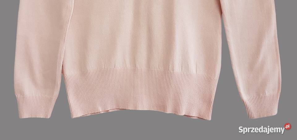 Damski bawełniany sweter pudrowy róż z długim sprzedam