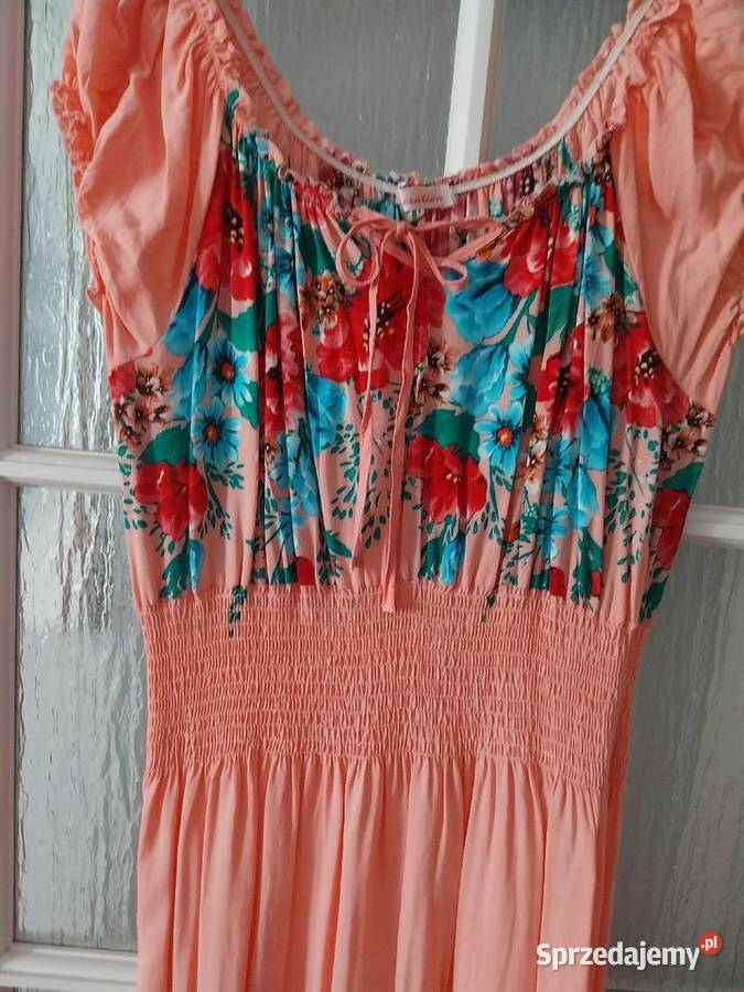 Letnia łososiowa sukienka 100bawełny dolnośląskie Polkowice