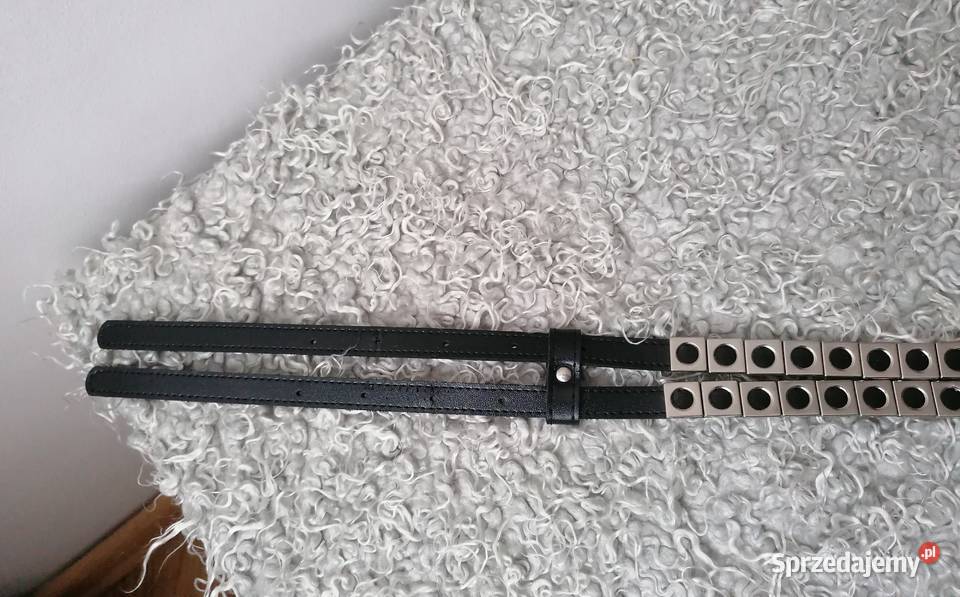 NOWY CZARNY PODWÓJNY PASEK Z ĆWIEKAMI Łódź