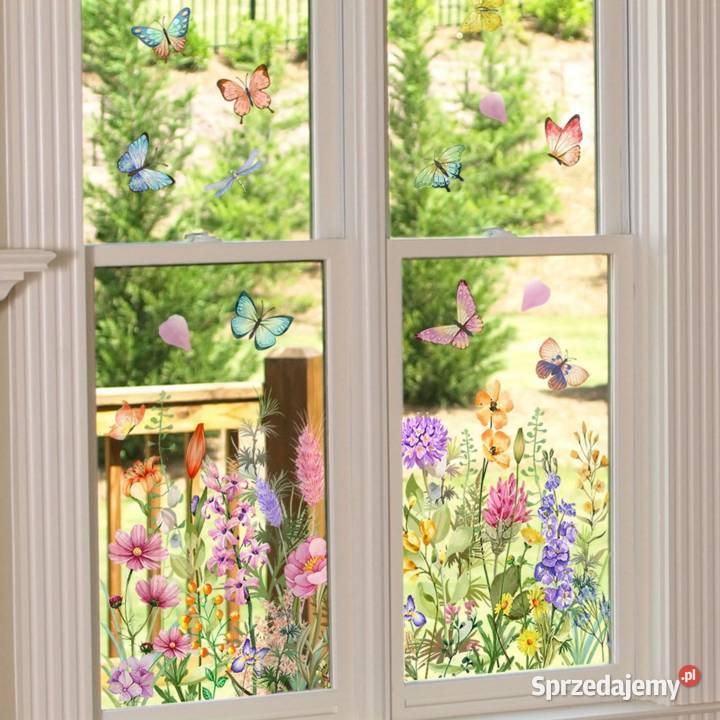 Naklejki na Okno Kwiatki Ręcznie Malowane 60 x Płock