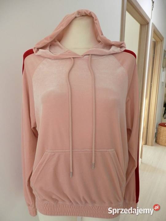 Bluza z Kapturem i Kieszenią Kangurka Welurowa różowy podlaskie Łomża