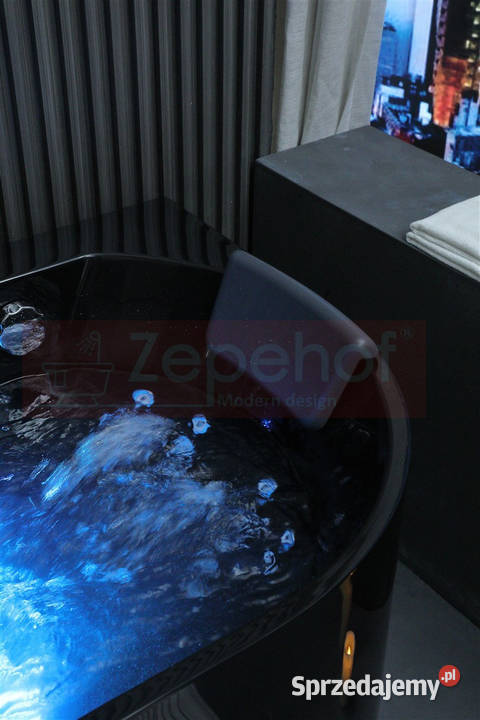 Czarna Wanna z hydromasażem EBC802 prostokątna Grabówka