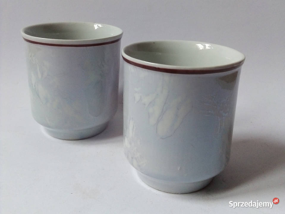 dwa marmurkowe kubki Chodzież vintage PRL pomarańczowy Częstochowa