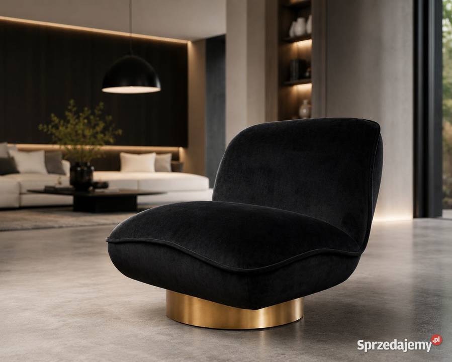 Fotel glamour czarny welurowy Monte Black Velvet Fotele Golkowice