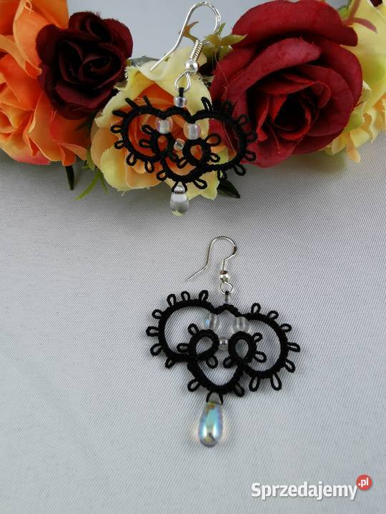 Kolczyki frywolitkowe Wiśniowa