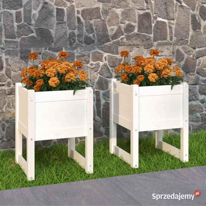 Donice 2 białe 40x40x525 lite drewno sosnowe mazowieckie