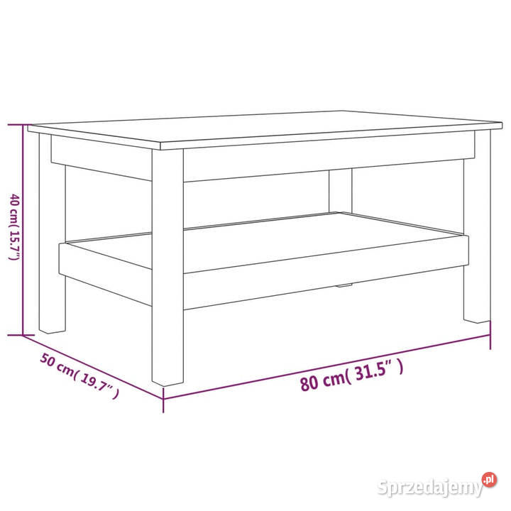 Stolik kawowy 80x50x40 lite drewno sosnowe Warszawa