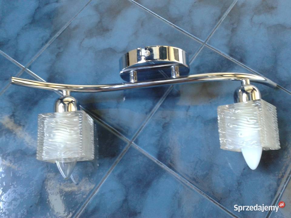 Lampa ścienna sufitowa kinkiet szkło i chrom Rybnik