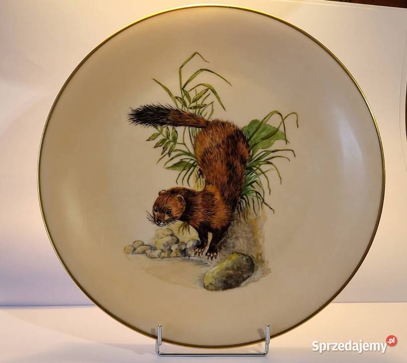 Ręcznie malowany talerz z norką 1963 Gdańsk