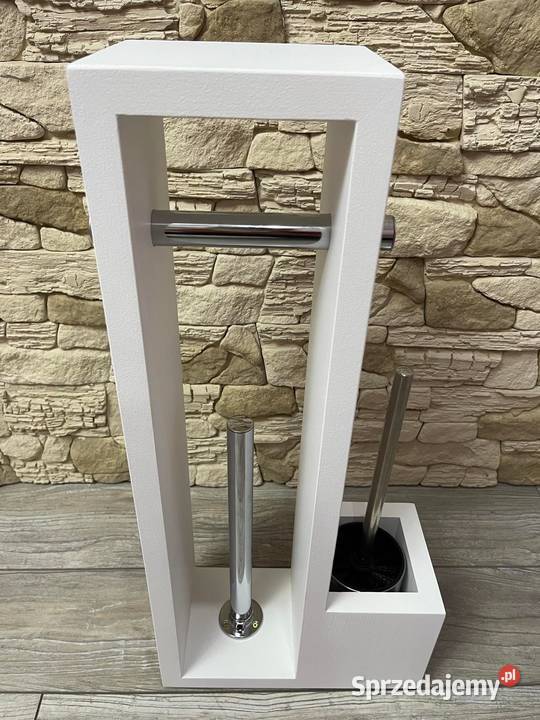 Stojak drewniany na papier toaletowy biały mat Dębica