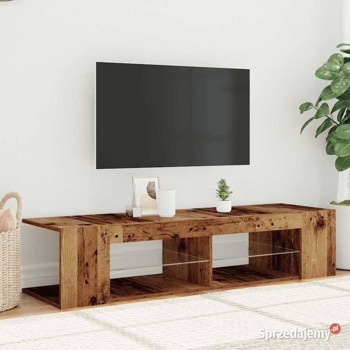Szafka pod TV z oświetleniem LED stare drewno Szafki Warszawa