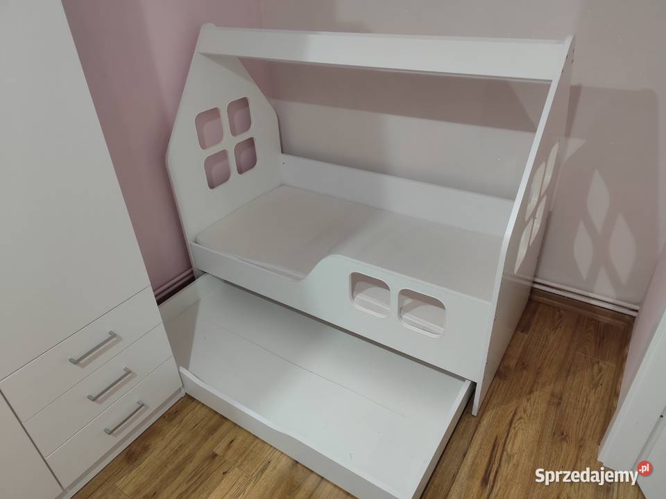 Łóżeczko łóżko dom domek białe z szufladą 70cm