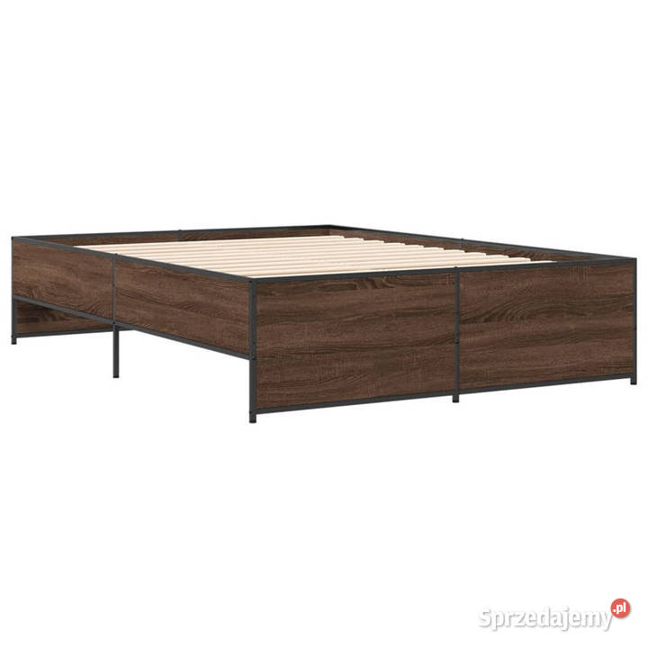 Rama łóżka brązowy dąb materiał drewnopochodny 193cm