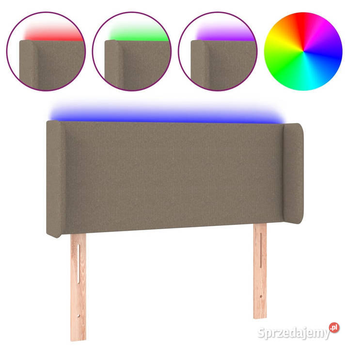 Zagłówek do łóżka z LED taupe 83x16x7888 tkanina Warszawa sprzedam
