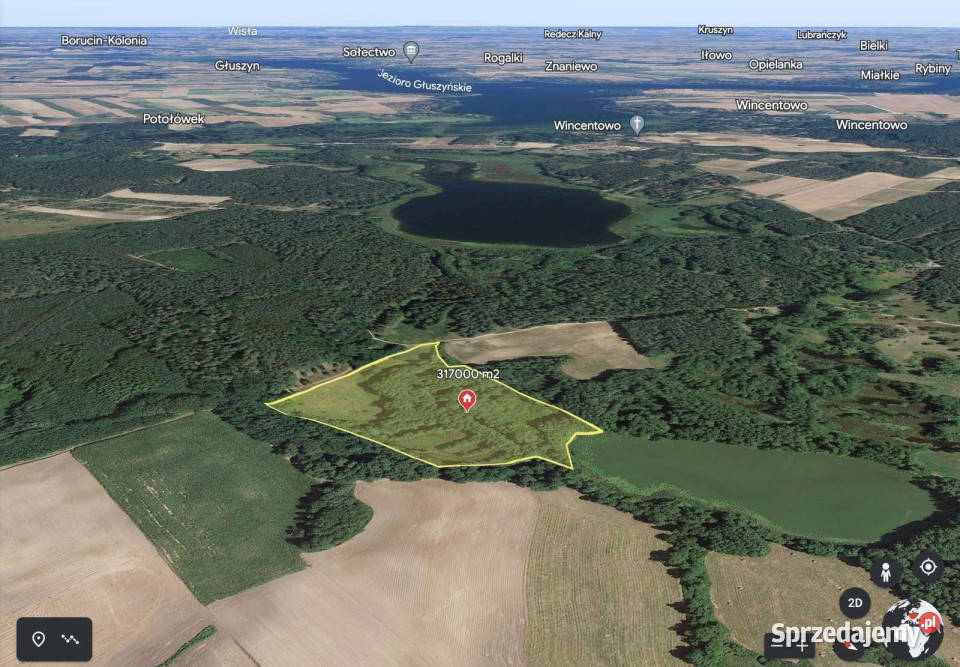 Działka z linią brzegową jeziora Wymysłowo