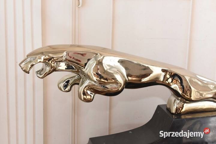 Srebrny Skaczący Jaguar Figura z Brazu Podstawa