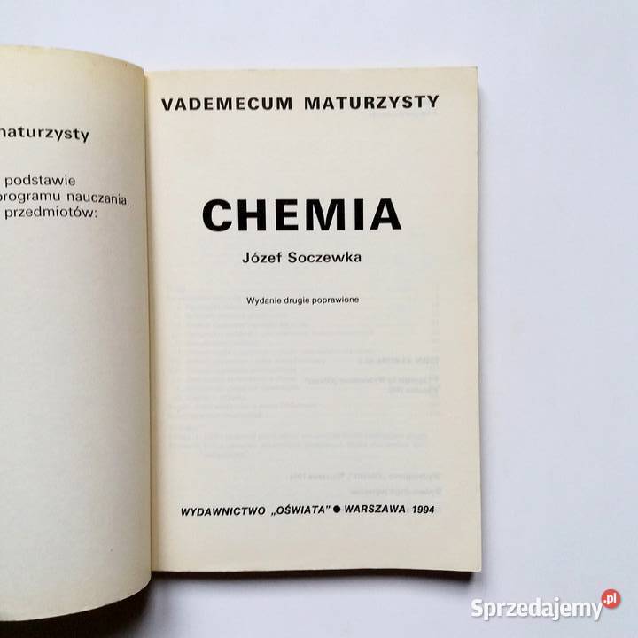 Józef Soczewka Vademecum Maturzysty Chemia łódzkie Łódź sprzedam