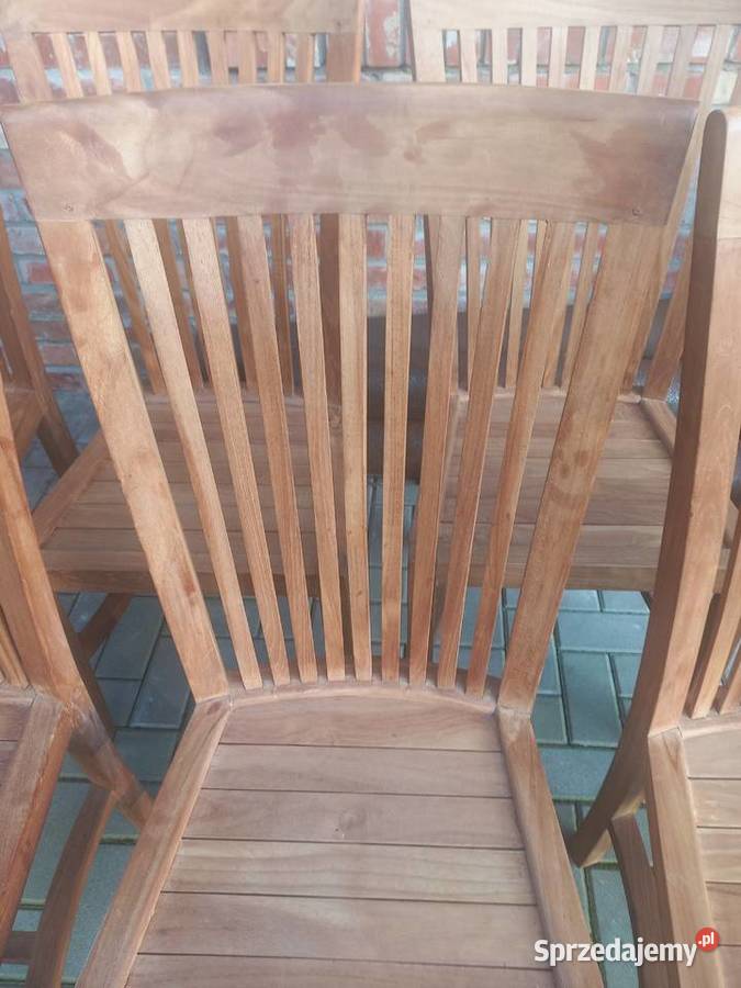 Krzesła tekowe drewniane 2 kolonialne twarde 47.5cm Gawroniec