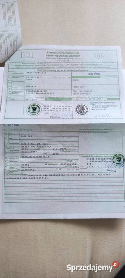 BMW R 80 RT rama z dokumentami Warszawa