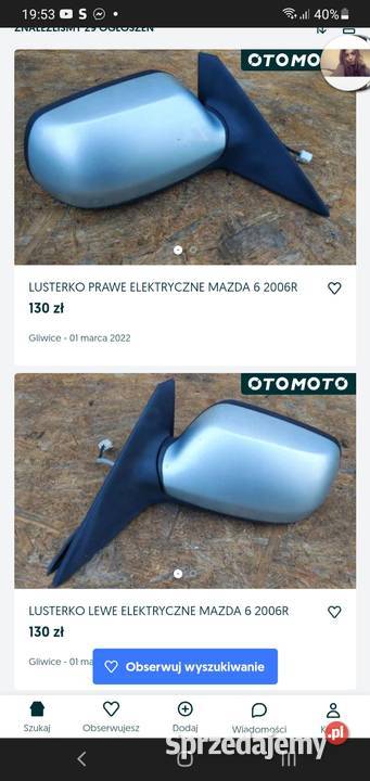 Lusterka mazda 6 2006 Części sprzedam
