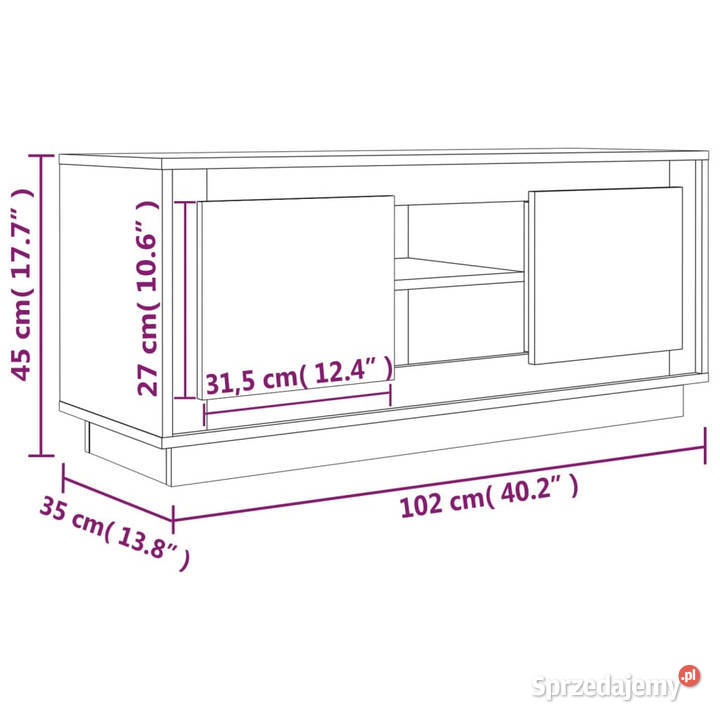 Szafka pod TV brązowy dąb 102x35x45 materiał Warszawa