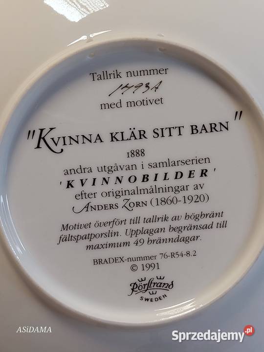 RRSTRAND PORCELANOWY KOLEKCJONERSKI TALERZ Dobrzany