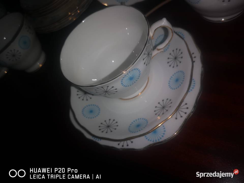 Filiżanka z talerzkiem deserowym Bone China Made Gdańsk