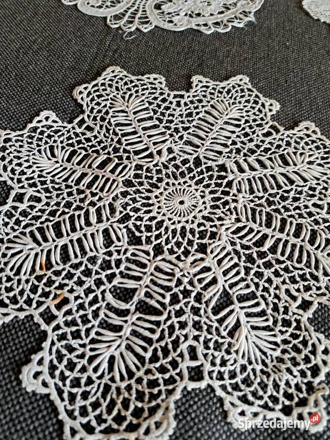 Stara mała bawełniana serwetka gwiazdka szydełko Łódź