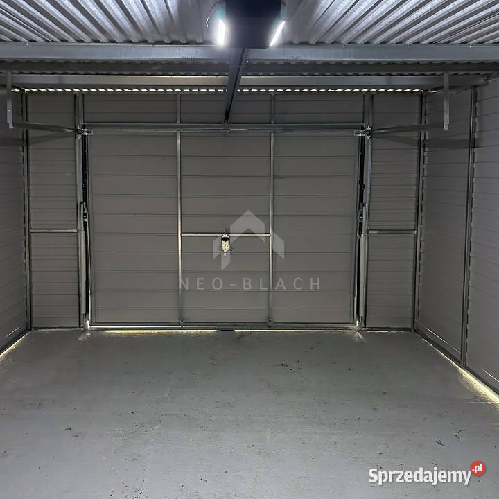 Garaż Blaszany 4x6m Brama uchylna Rynny Ciemny Sprzedaż Nowy Tomyśl