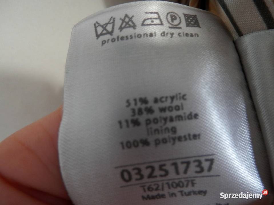 Marynarka Wełniana Beżowa Żakardowa Camelowa Łomża