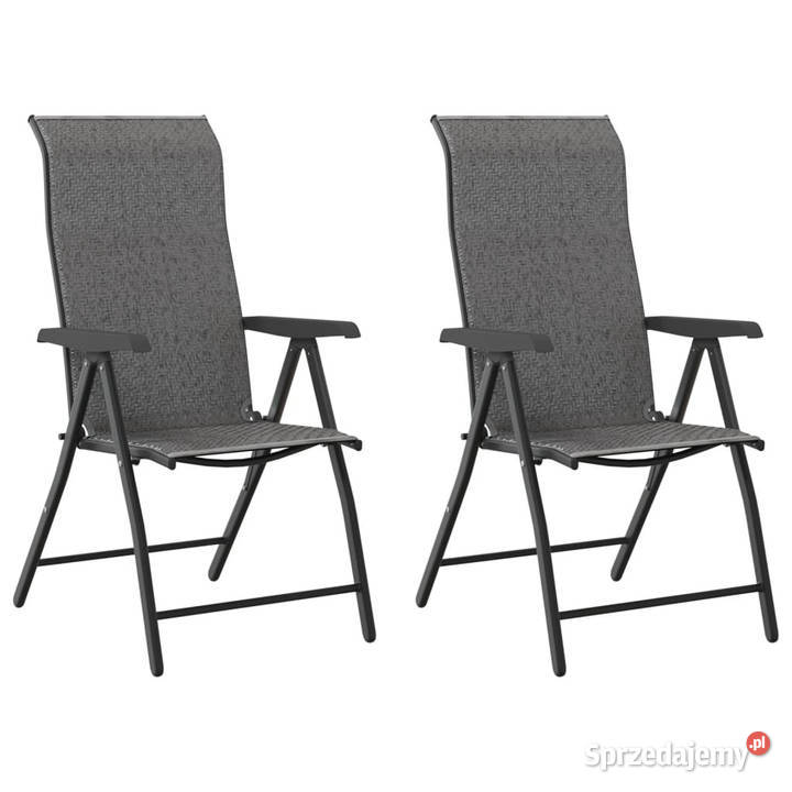 Składane krzesła ogrodowe 2 szare rattan PE
